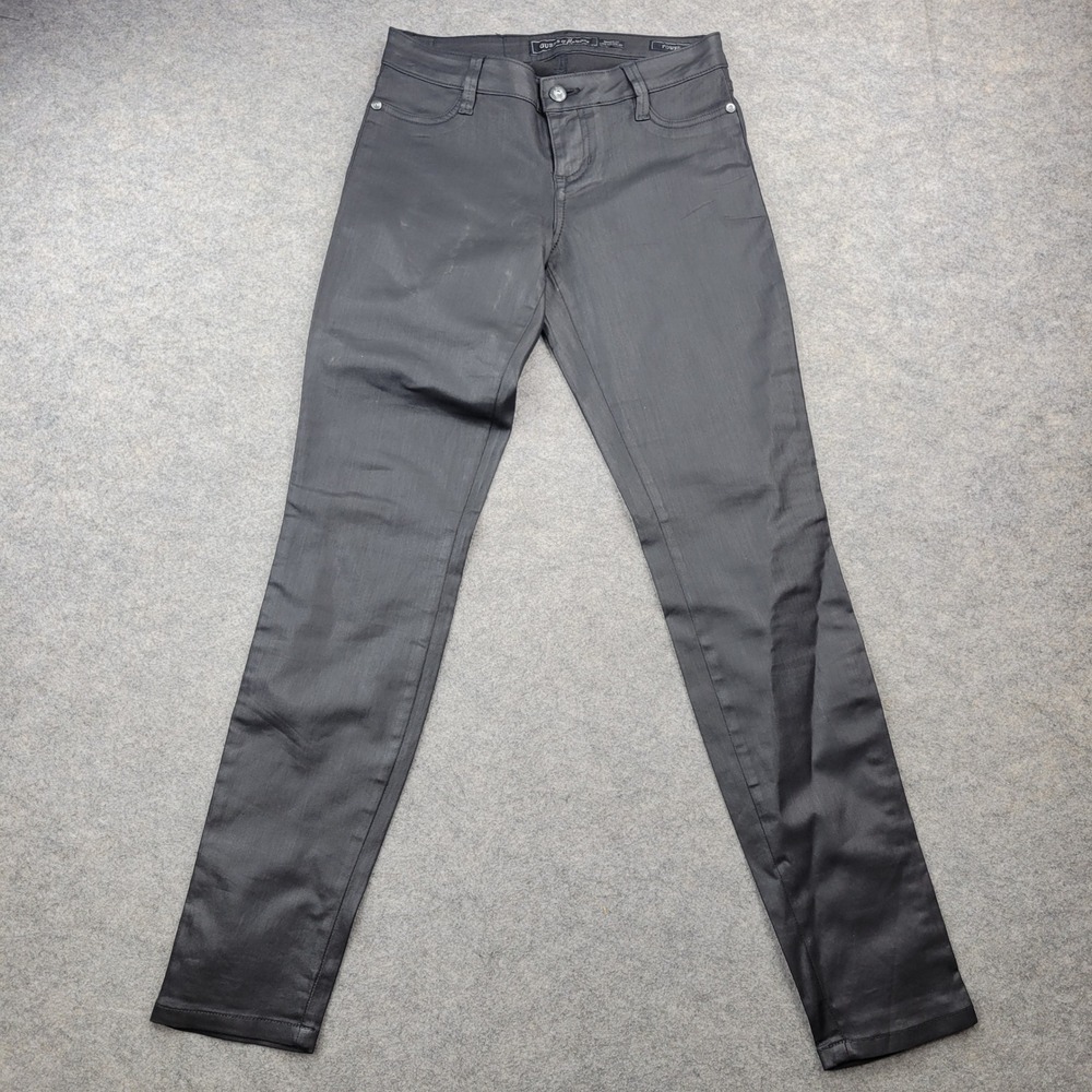 Guess Marciano Power Skinny Jeans Black Coated Denim Pants Womens 26 Made in LA